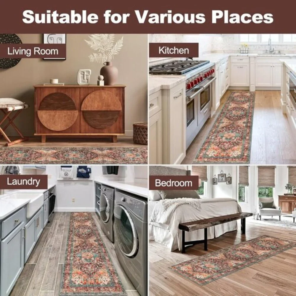 New 2x8 Washable Runner Area Rug, Non-Slip Low Pile Carpet for Hallway & More
